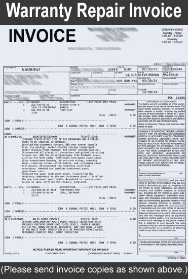 warranty repair invoice